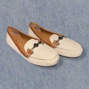 Patricia Nash Women’s White & Tan Leather Loafers - Size 7.5